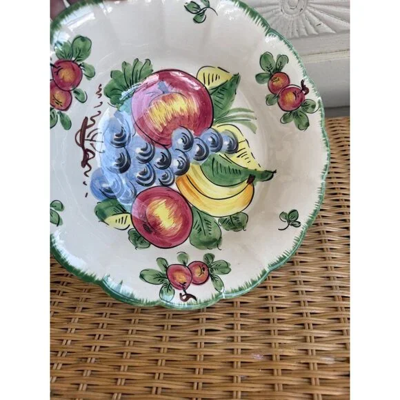 Vintage 60's Italian Art Pottery Hand Painted Fruit/Pasta Bowl 11" - Picture 6 of 10